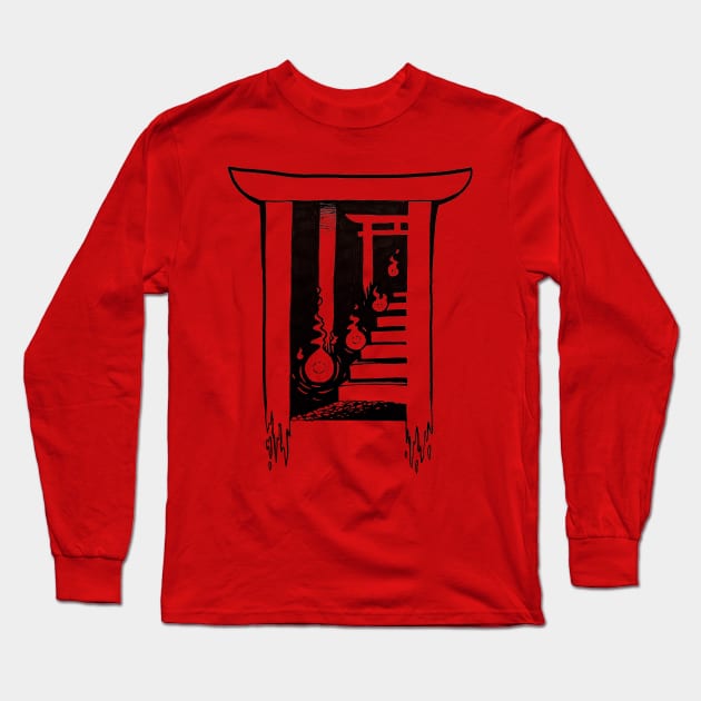 Kitsune flames Long Sleeve T-Shirt by ncprocter